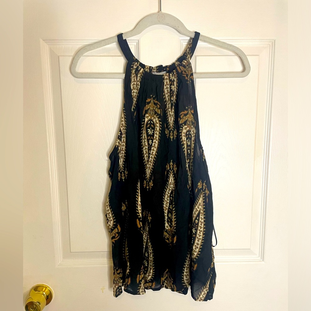 Lucky Brand Black and Gold Blouse